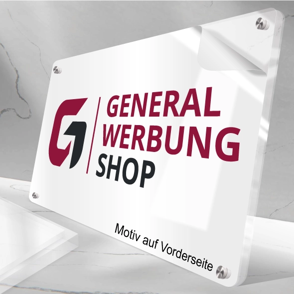 Acrylglas Plexiglas Transparent Platte Schild Motiv auf vordere Seite - General Werbung Shop