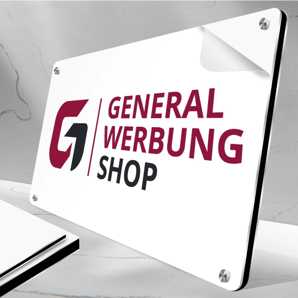 Aluverbund Dibond Platte mit Folie bedruckt - General Werbung Shop
